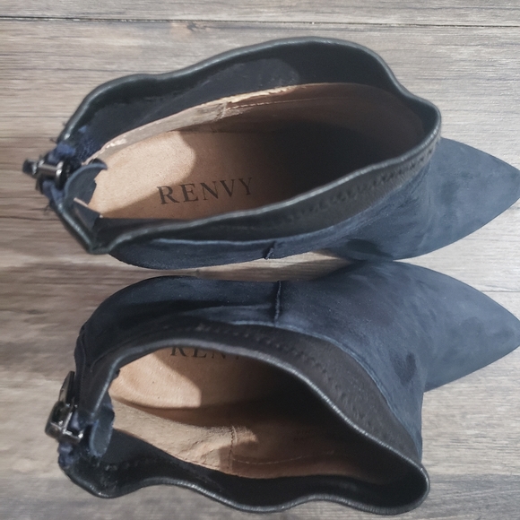 Renvy blue suede leather pointed toe boots size 6.5 women ankle bootie - Picture 6 of 11